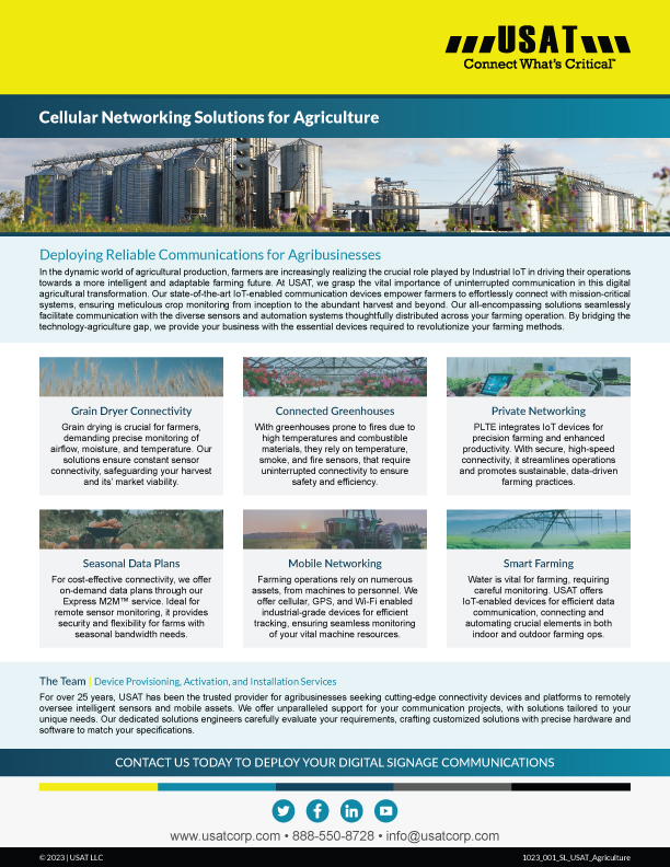 Cellular Solutions for the Agricultural Industry